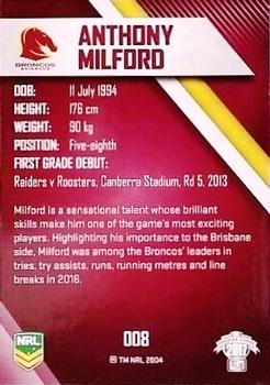 2017 ESP Traders #8 Anthony Milford Back